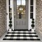 Buffalo Plaid Outdoor Rug 27.5”x43” – Black & White Check Cotton Woven Welcome Mat, Indoor/Outdoor Farmhouse Door Rug, Washable Layering Rug for Christmas, Porch & Entryway Déco